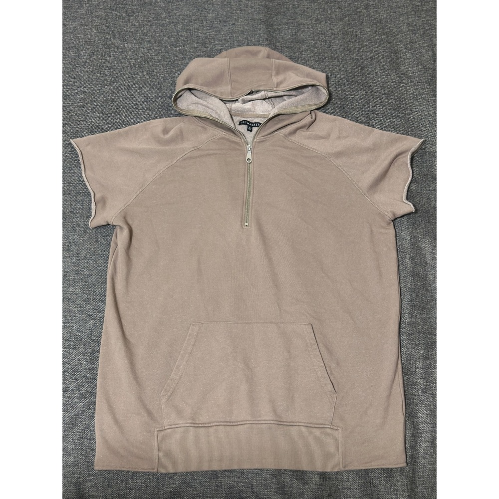Jaywalker Mens XL Short Sleeve Hoodie Tan Quarter Zip Pullover JWMT023341